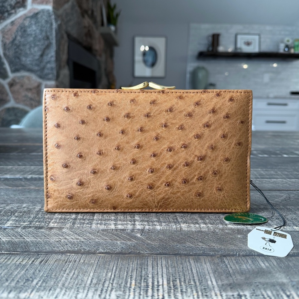 NWT Vintage Corbeau Curio Ostrich Kisslock Clutch - Picture 11 of 11